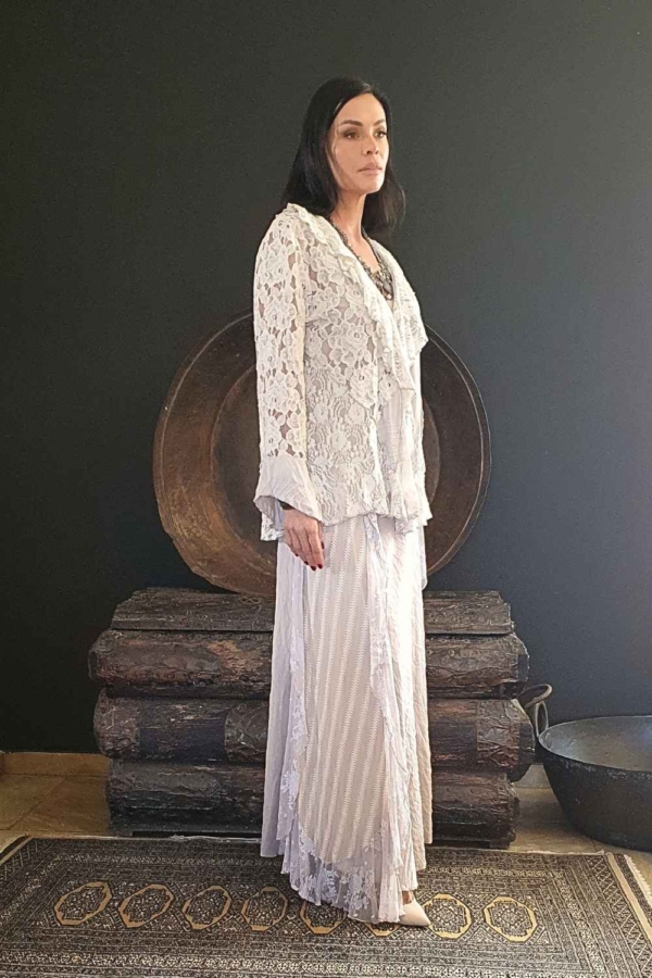 conjunto de saia e casaco renda off white - Imagem 2