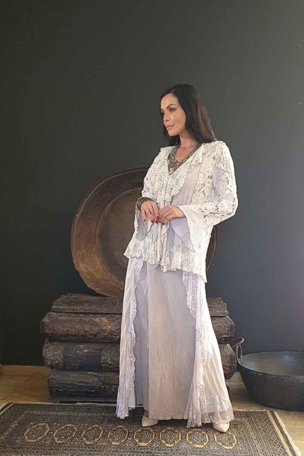 conjunto de saia e casaco renda off white - Imagem 3
