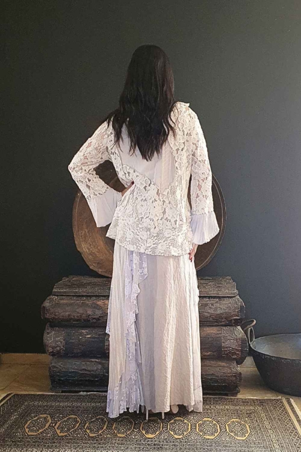 conjunto de saia e casaco renda off white - Imagem 7