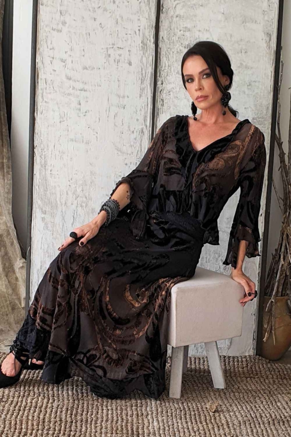 conjunto de saia e blusa devoré degradé - Imagem 5