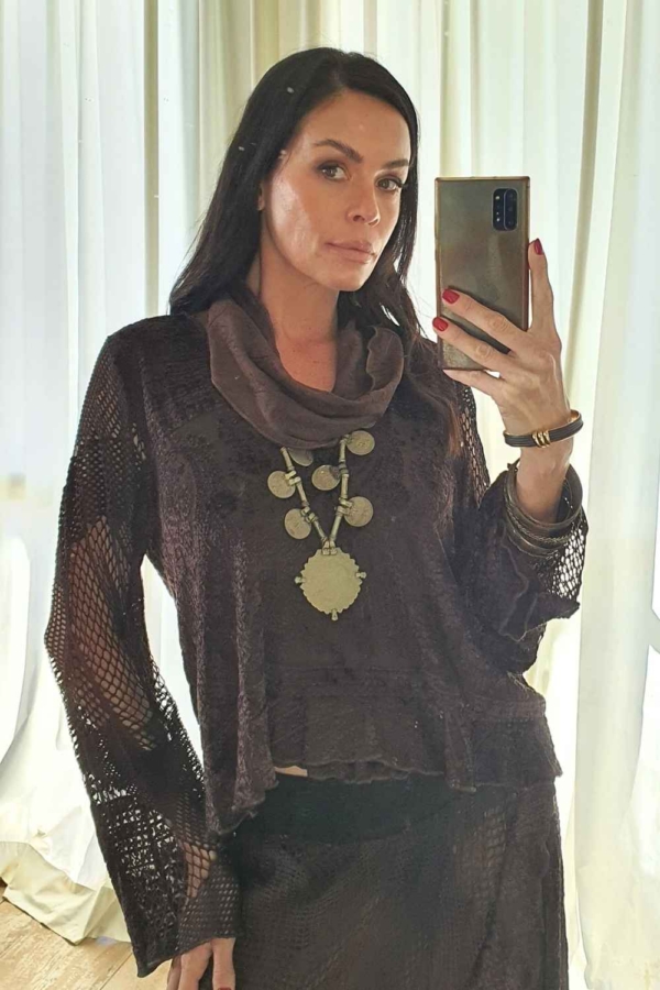 conjunto de saia e blusa manga tela - Imagem 4