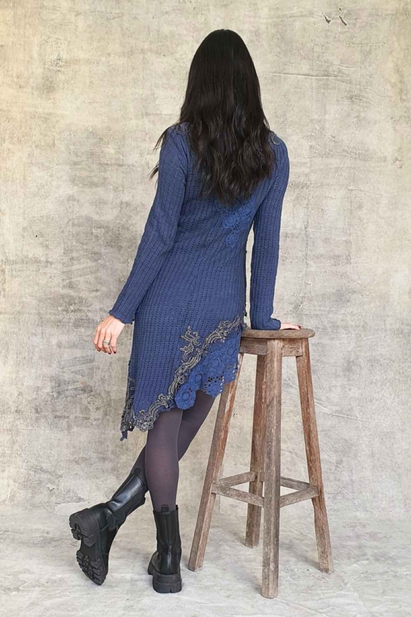 vestido curto malharia & renda boho - Imagem 5