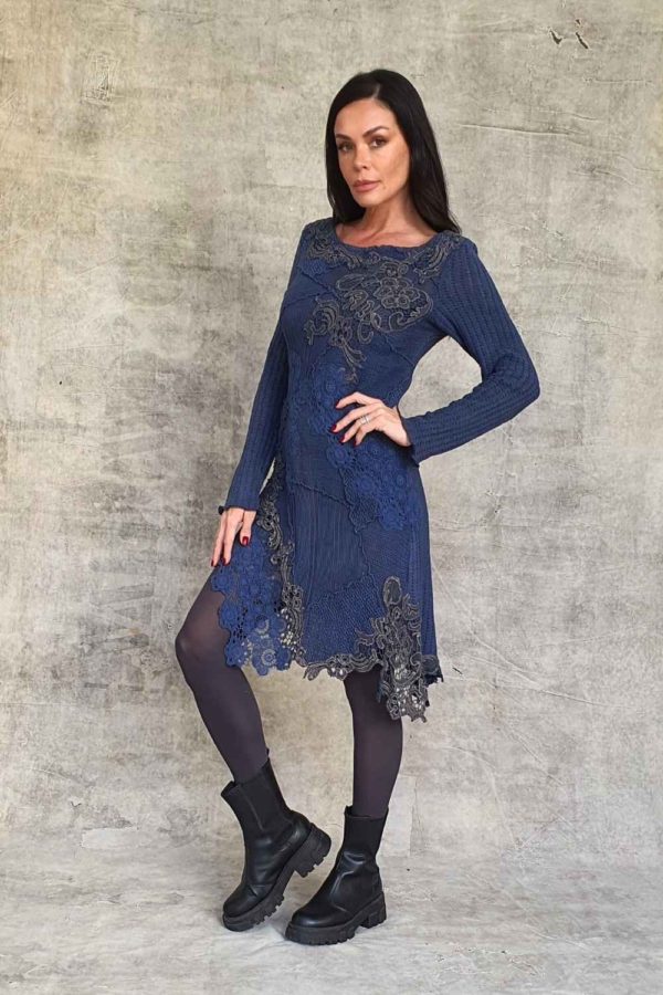 vestido curto malharia & renda boho