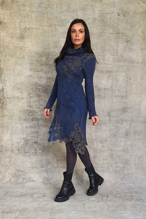 vestido curto malharia & renda boho - Imagem 2