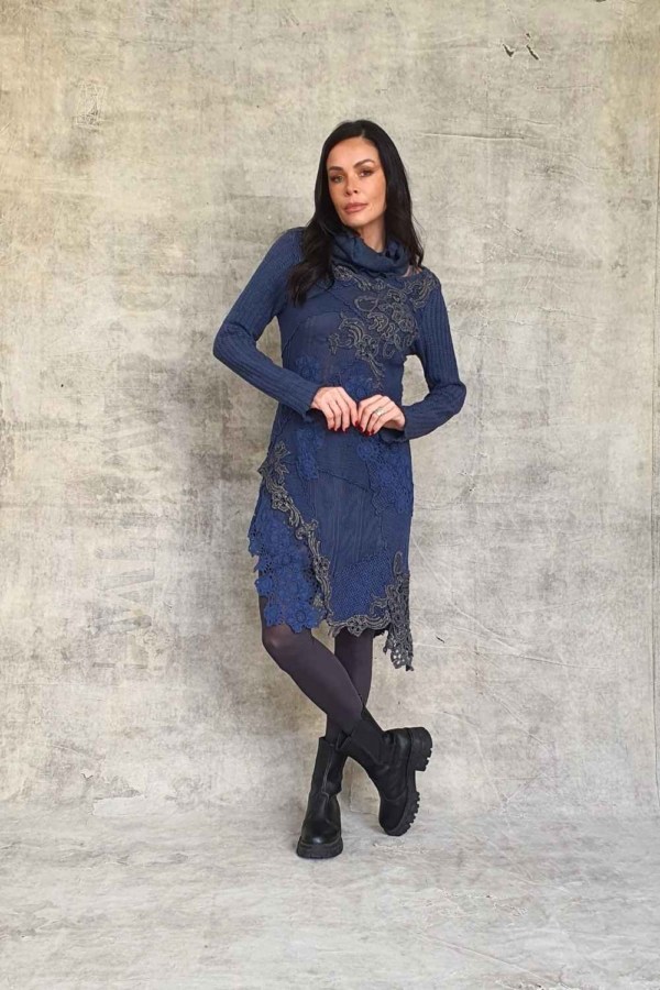 vestido curto malharia & renda boho - Imagem 3