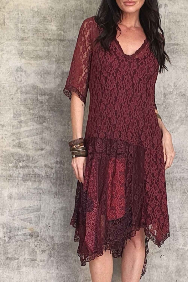 vestido longuete de renda e manguinha - Imagem 2