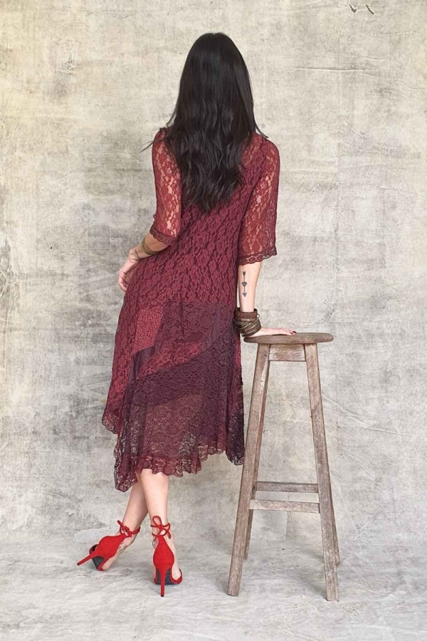 vestido longuete de renda e manguinha - Imagem 3