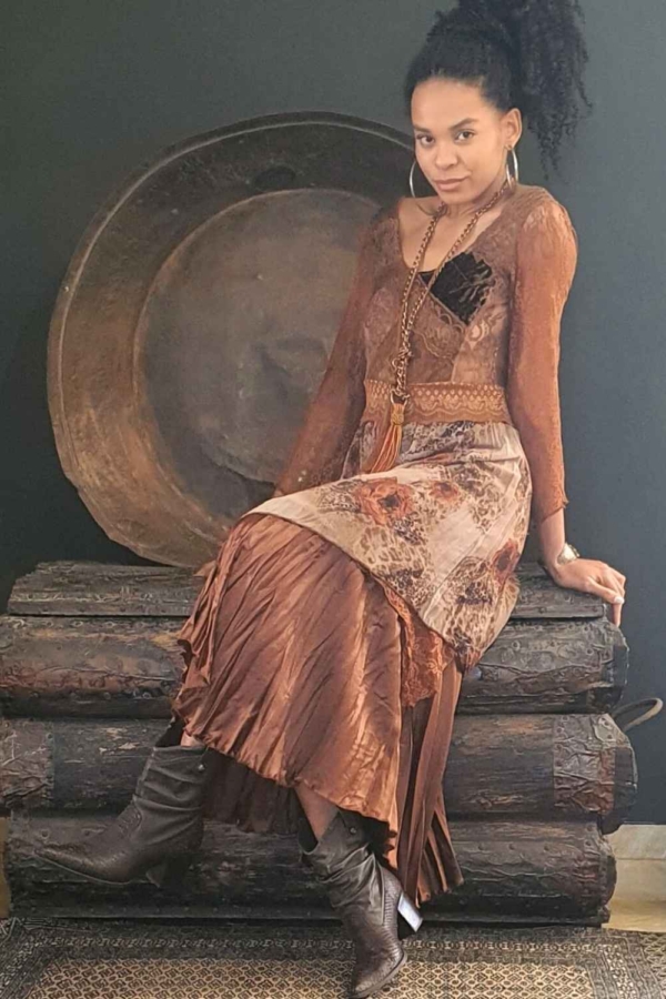 vestido longo boho chic floral& renda - Imagem 2