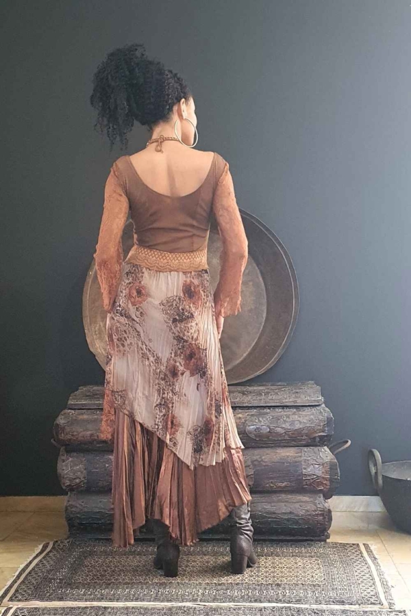 vestido longo boho chic floral& renda - Imagem 5