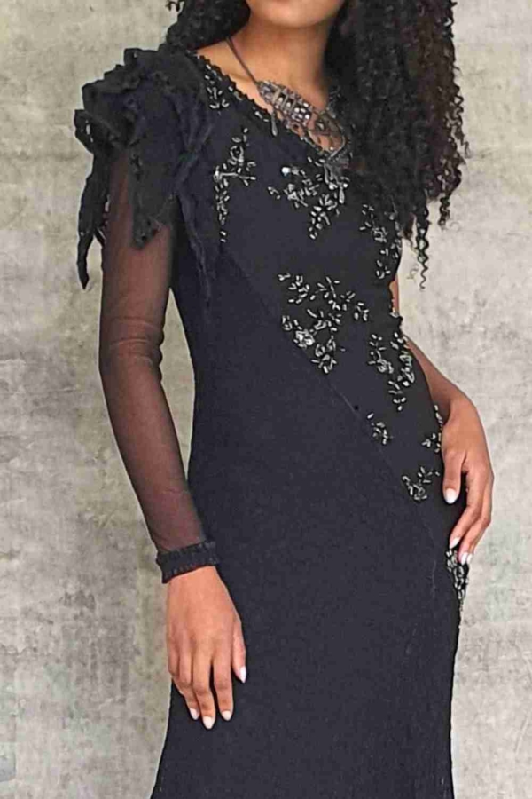 vestido longo festa renda uma manga só - Imagem 4