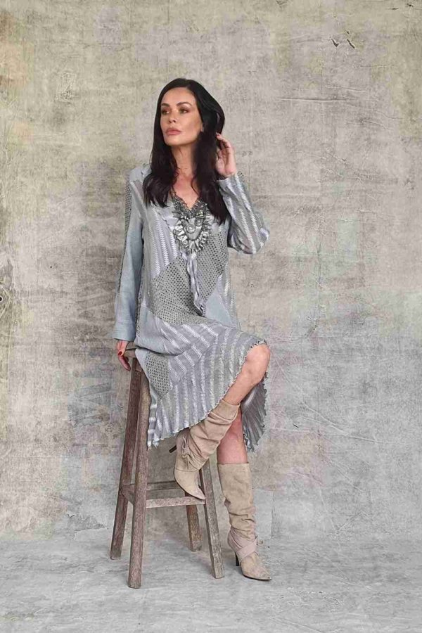 vestido longuete boho chic manga longa - Imagem 7