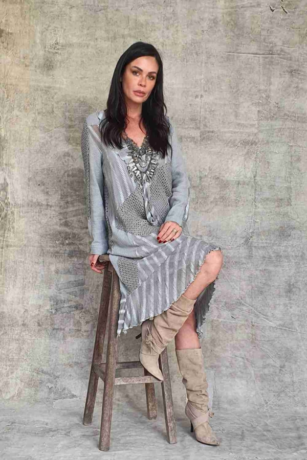 vestido longuete boho chic manga longa - Imagem 2