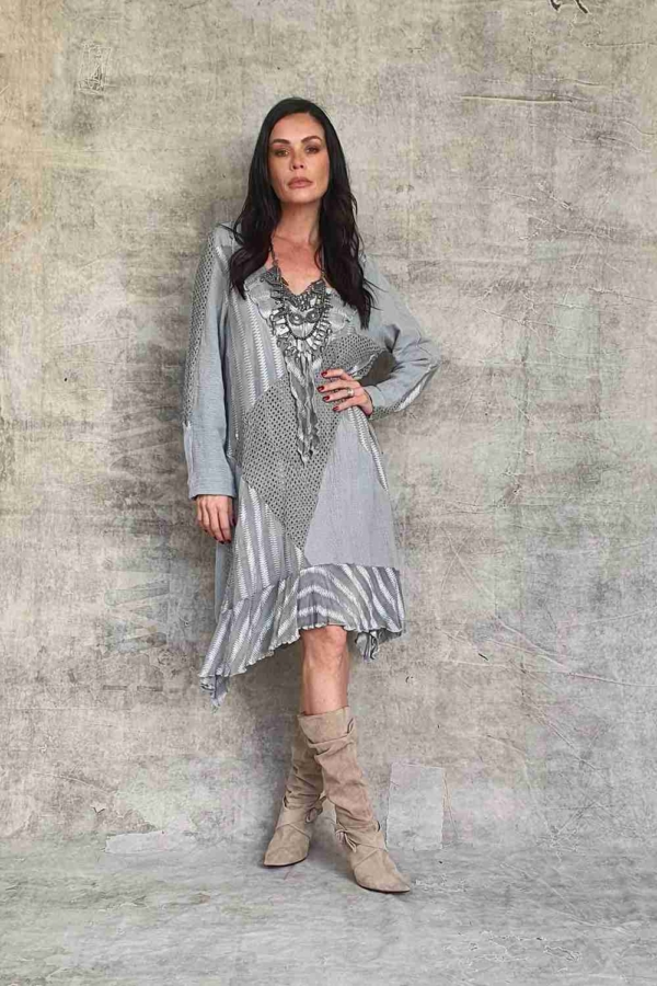 vestido longuete boho chic manga longa - Imagem 3