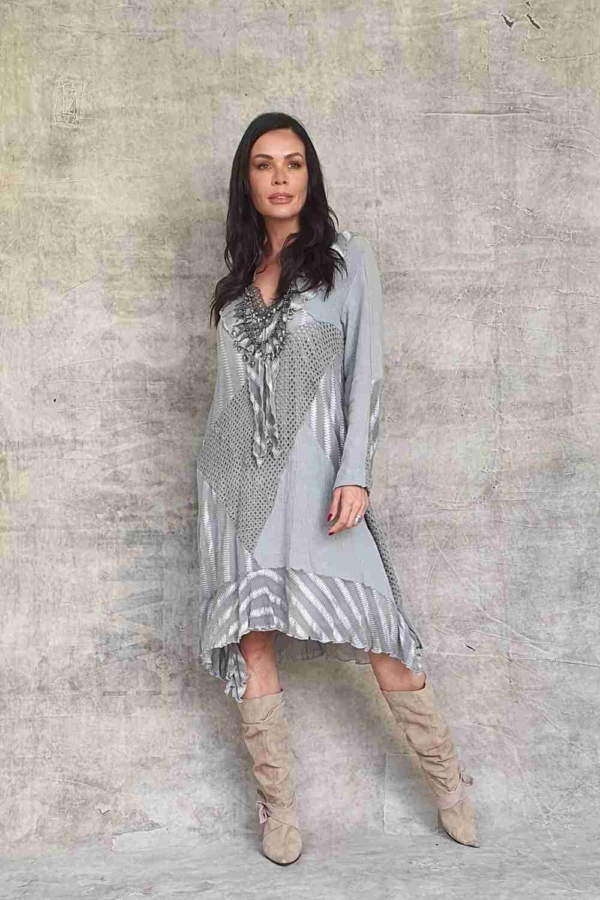 vestido longuete boho chic manga longa - Imagem 4