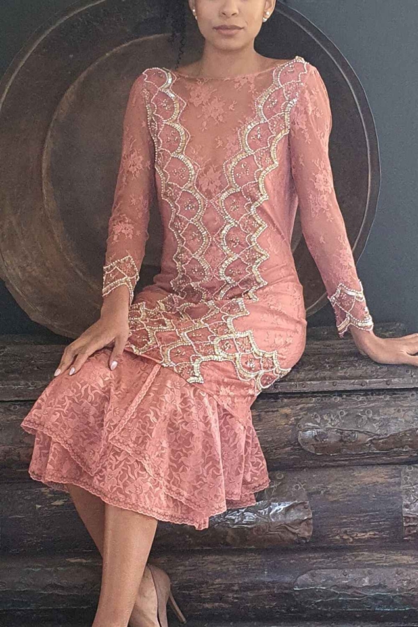 vestido longuete renda meia manga bordado - Imagem 2