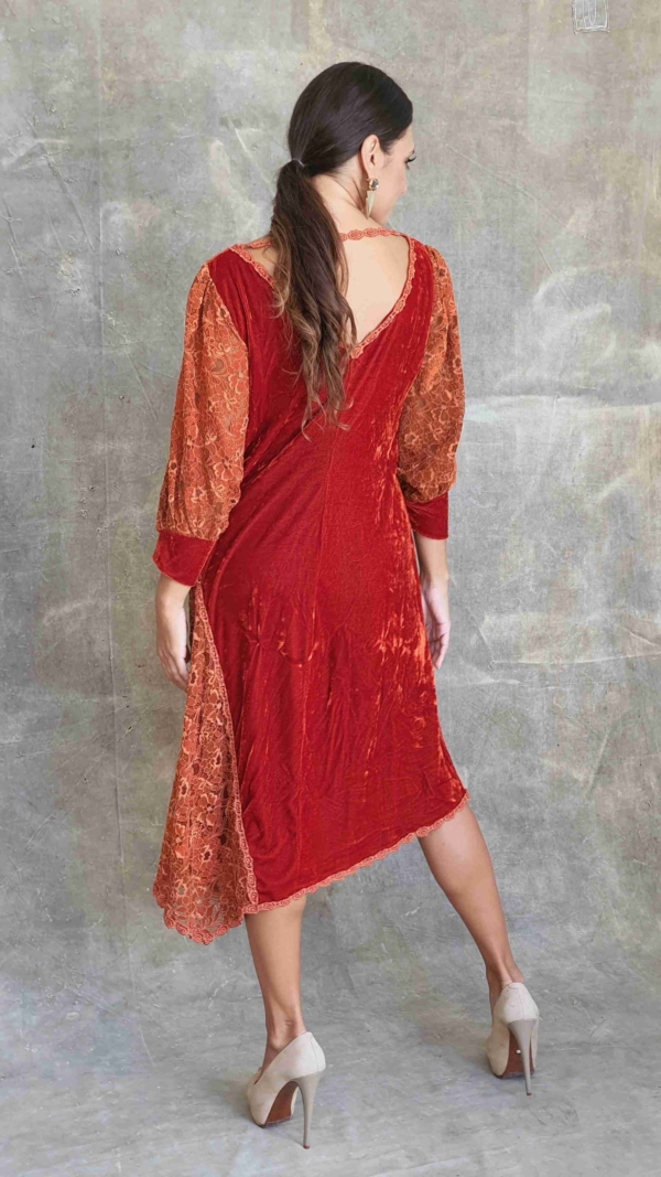 vestido longuete veludo & renda - Imagem 4