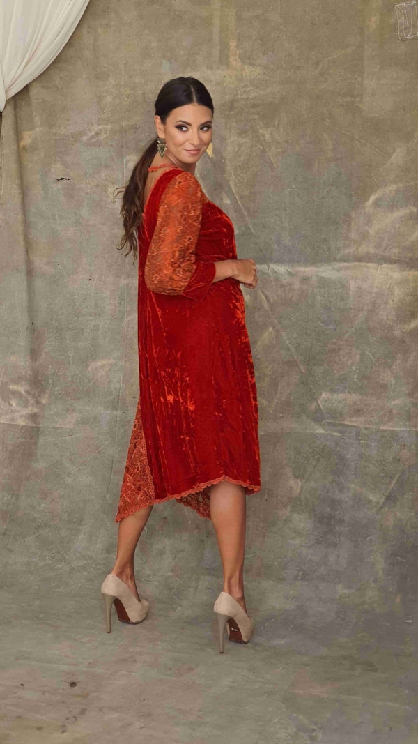 vestido longuete veludo & renda - Imagem 2