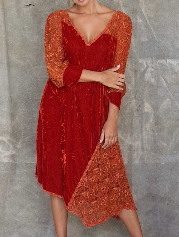 vestido longuete veludo & renda - Imagem 3