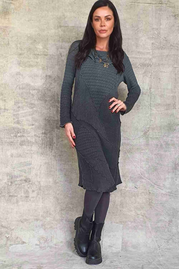vestido curto malharia patchwork degrade - Imagem 2