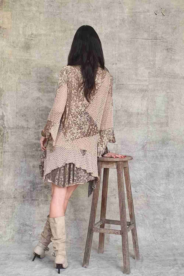vestido curto mix tricot boho chic - Imagem 4