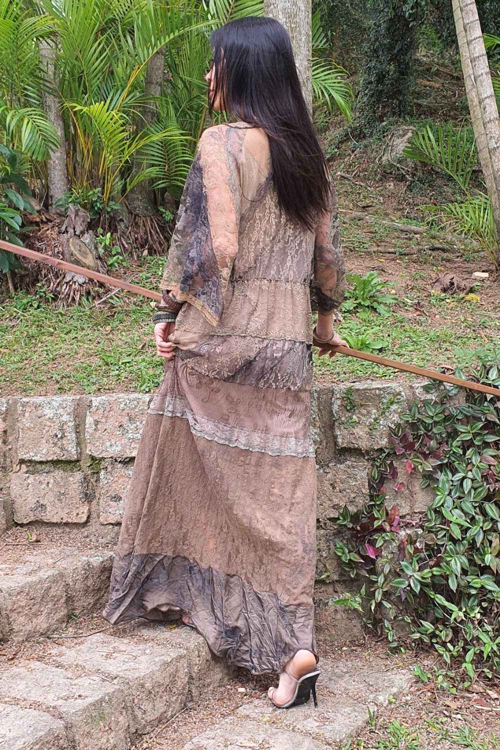 vestido longo de renda boho chic Gaya - Imagem 6