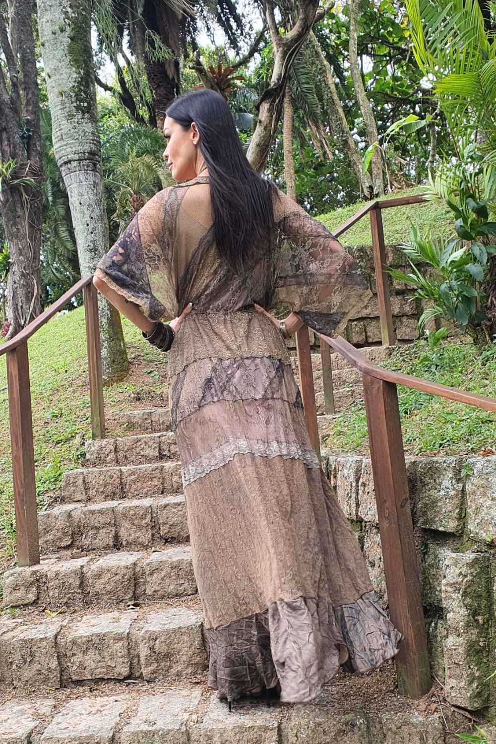 vestido longo de renda boho chic Gaya - Imagem 2