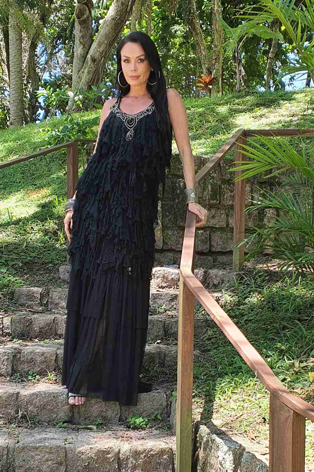vestido camadas renda saia removível - Imagem 5