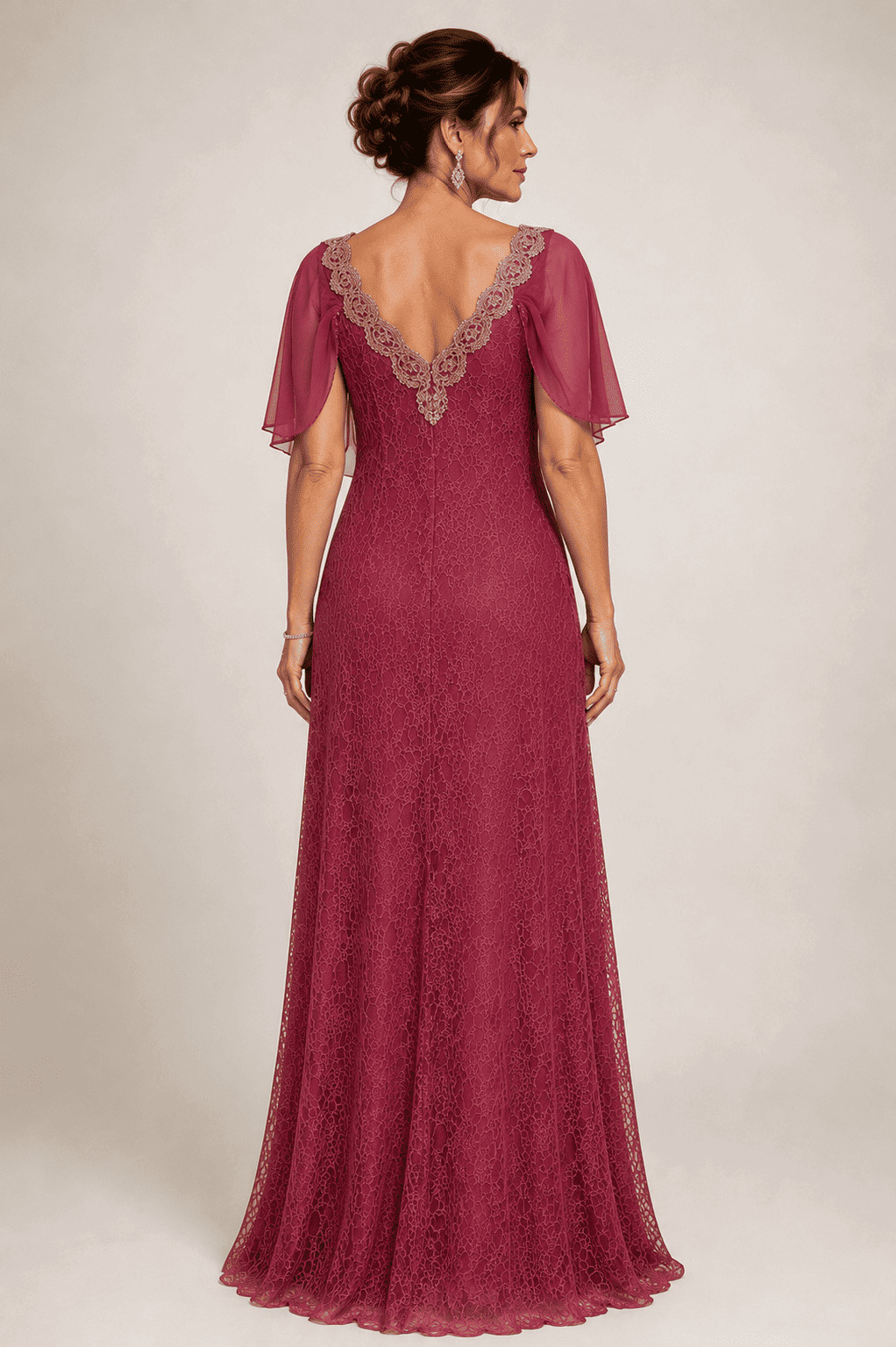 vestido longo renda manguinha tule - Imagem 2