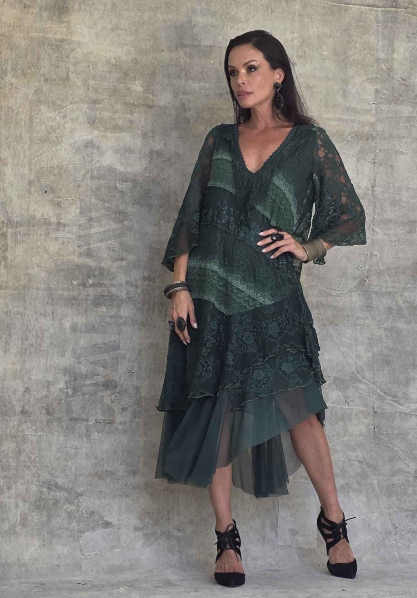 vestido midi renda despontado - Imagem 3