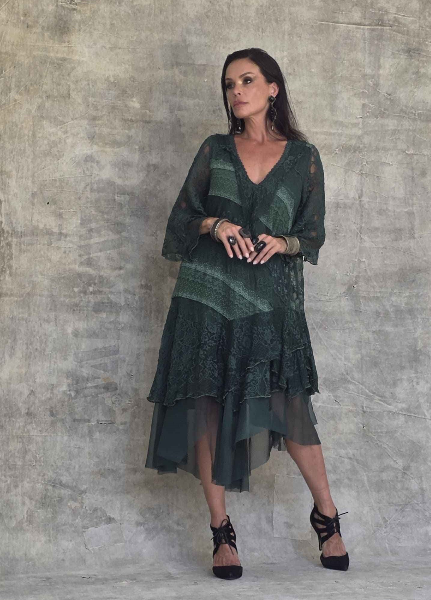vestido midi renda despontado - Imagem 4