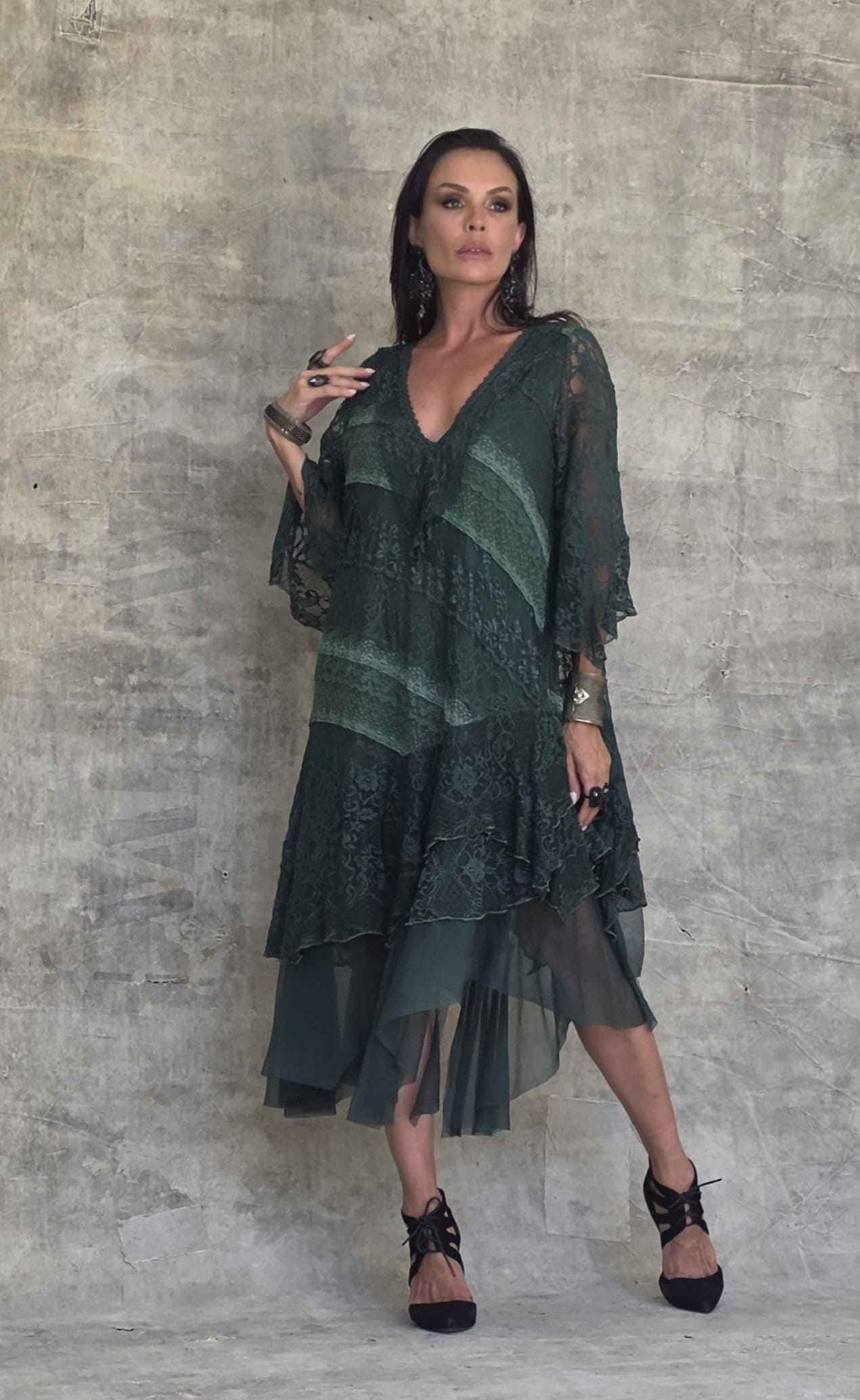 vestido midi renda despontado - Imagem 5