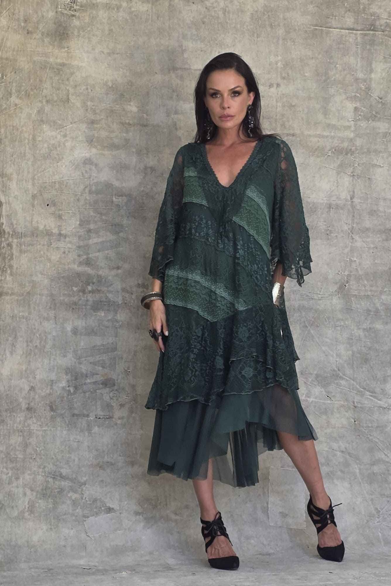 vestido midi renda despontado - Imagem 6