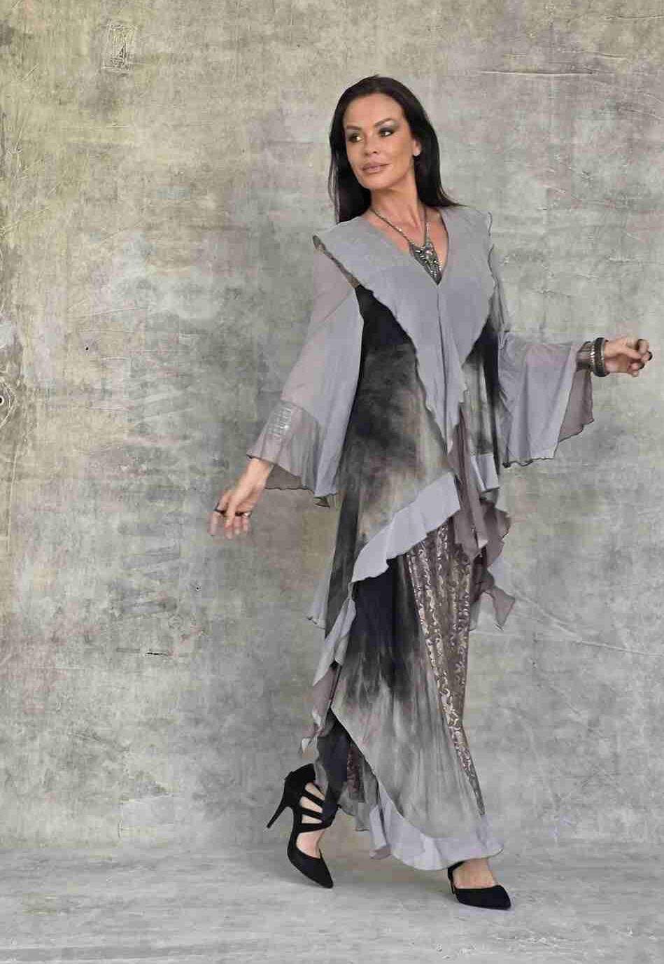 conjunto boho chic saia e capa chumbo bi colors - Imagem 4