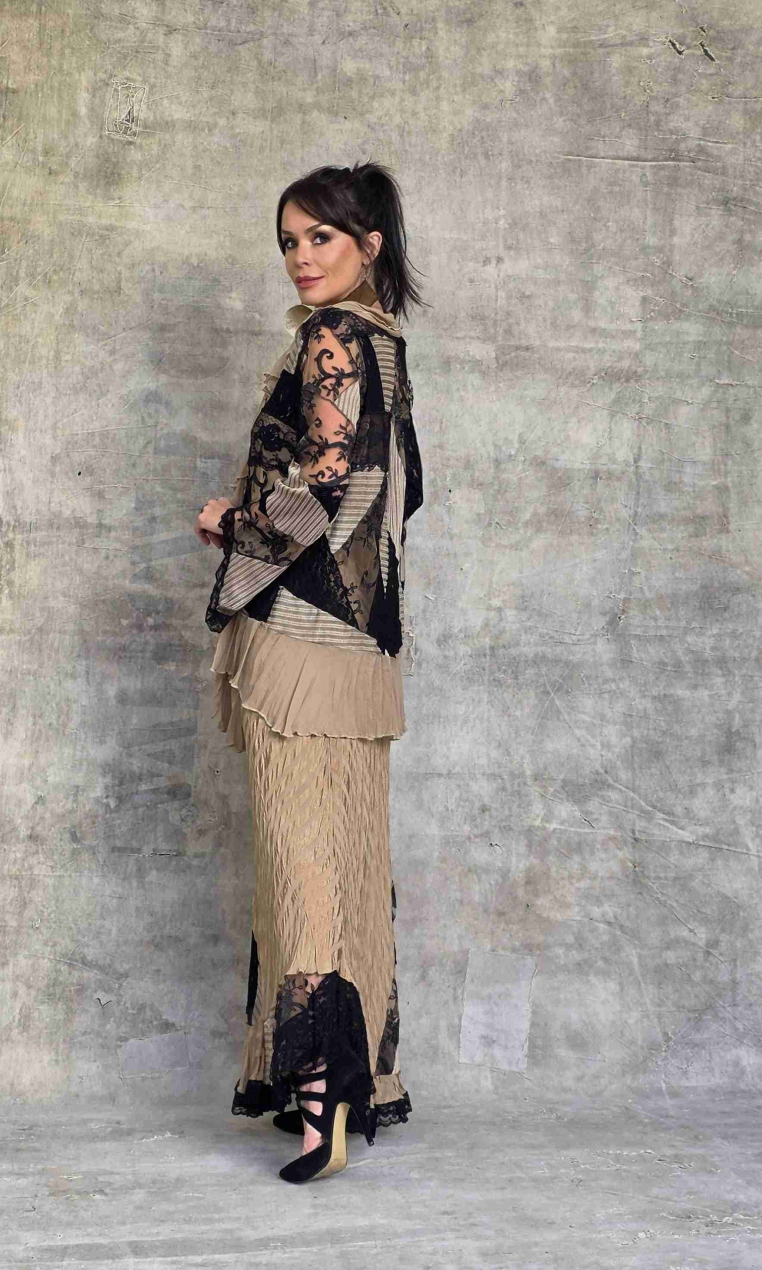 conjunto malha tricot rendas patchwork - Imagem 6