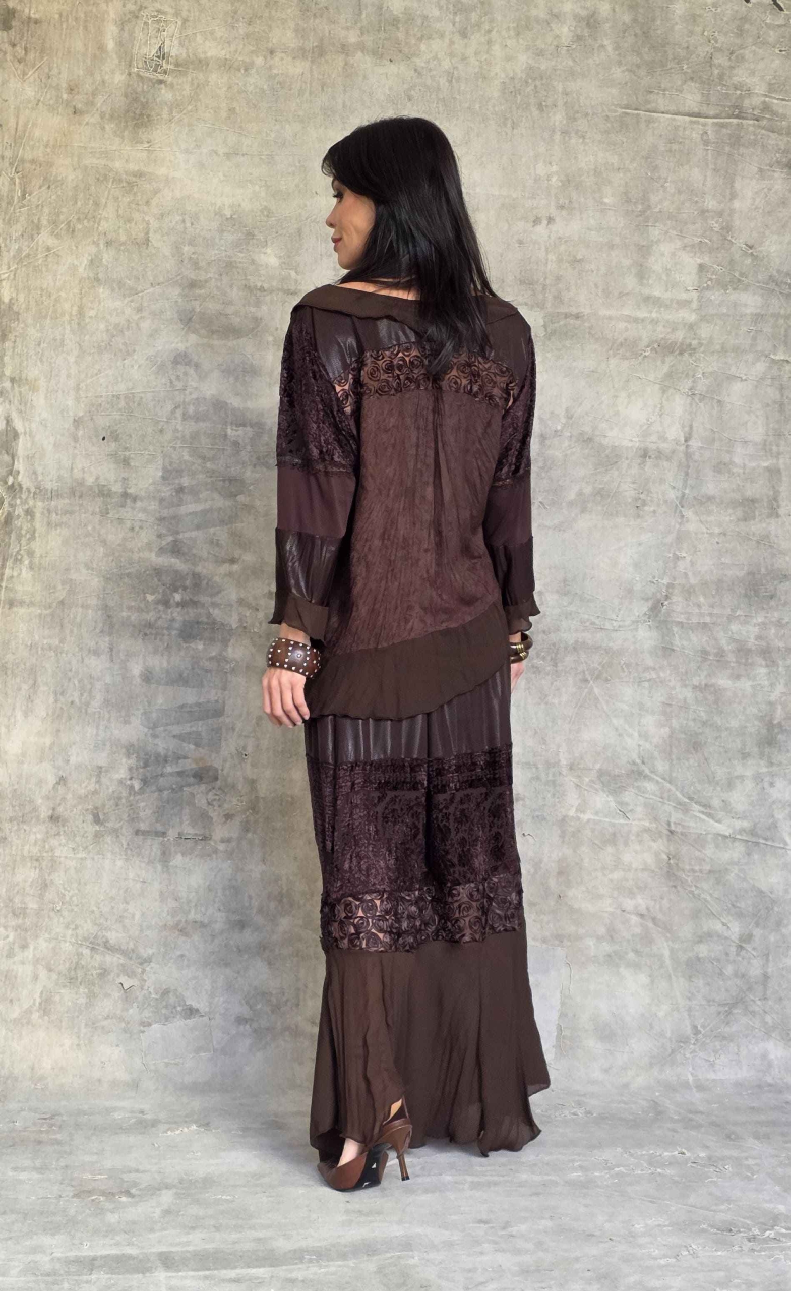 conjunto saia longa boho marrom intense - Imagem 2