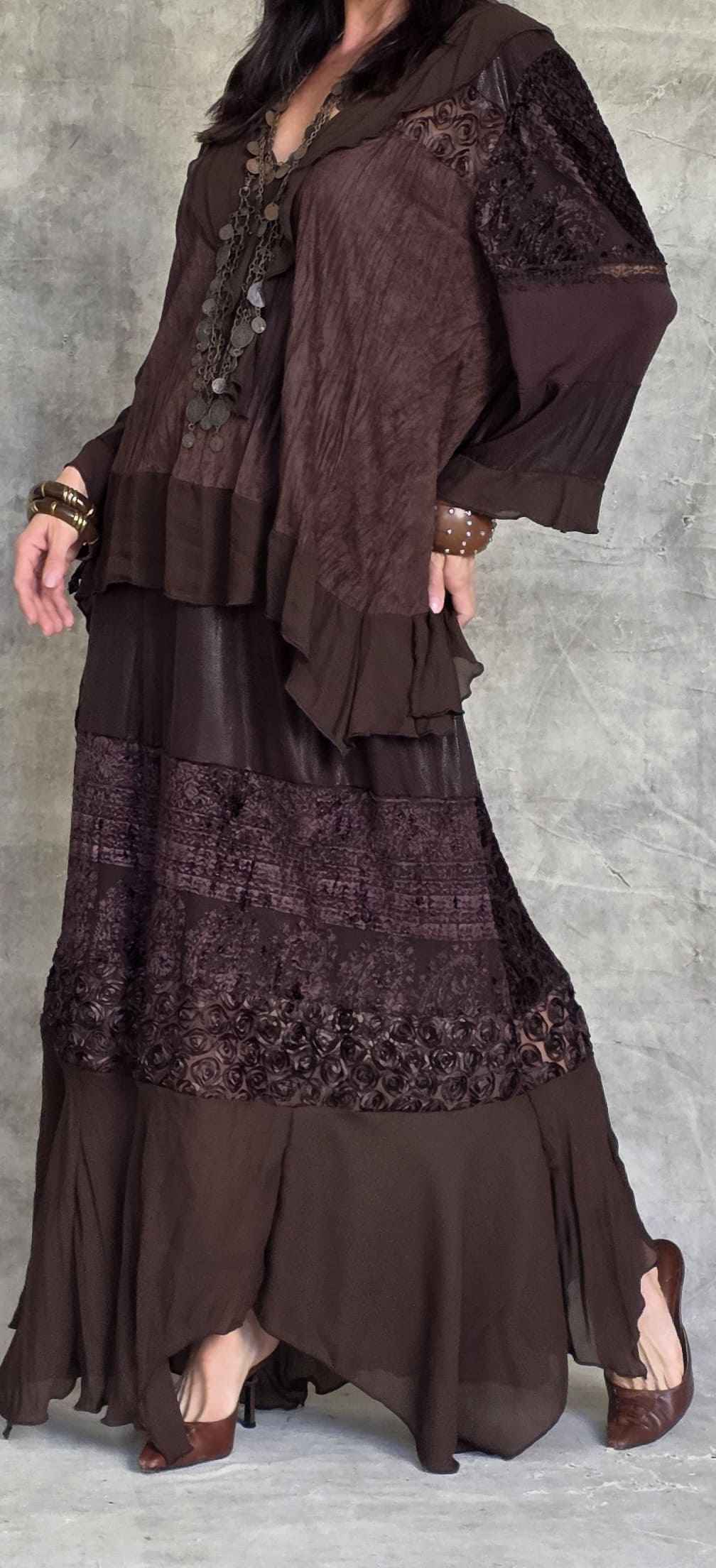 conjunto saia longa boho marrom intense - Imagem 5