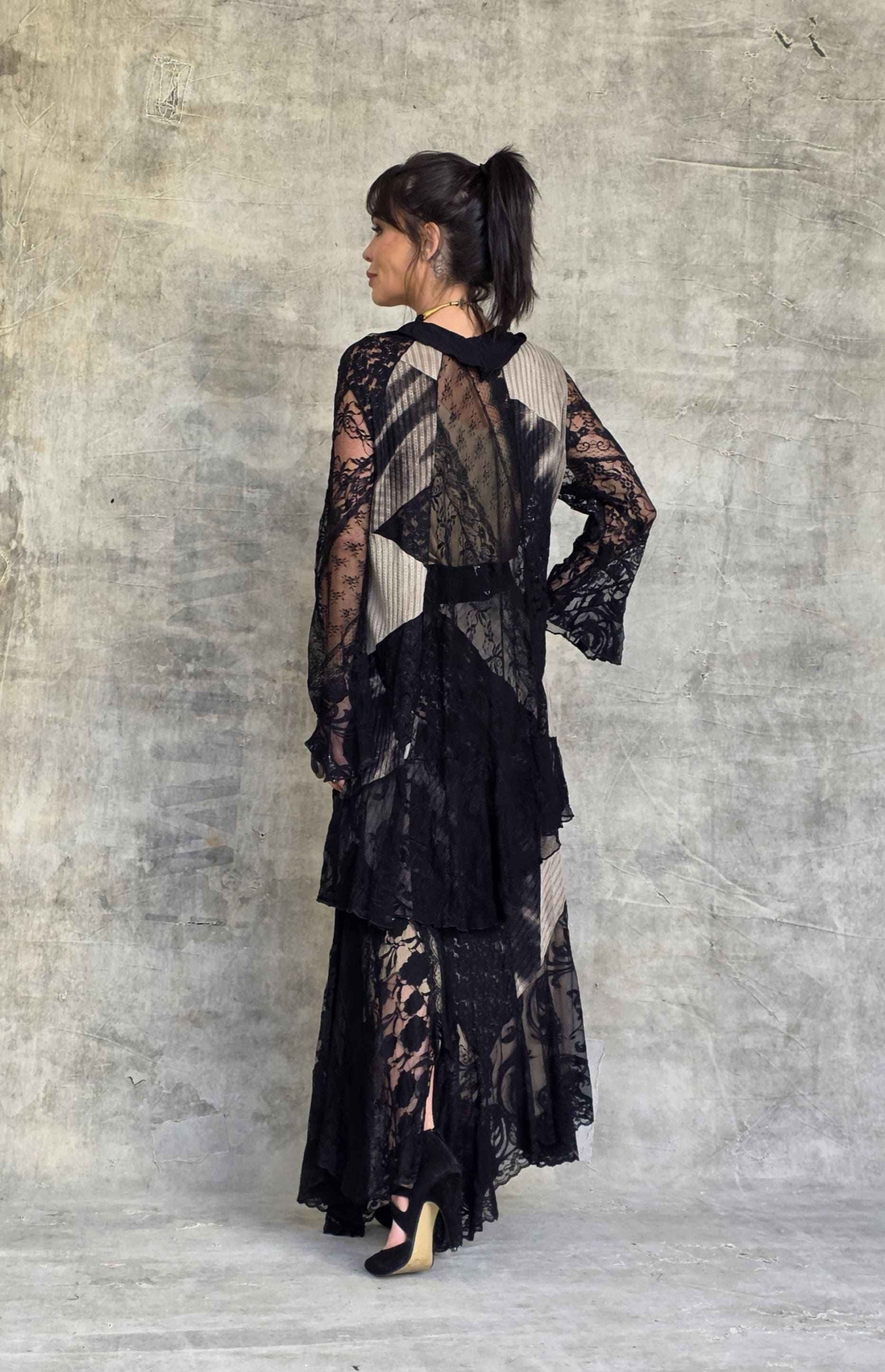 conjunto malha canelada & renda boho chic - Imagem 2