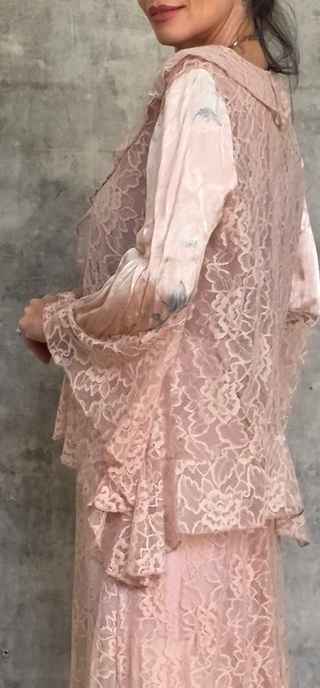 conjunto saia renda com suave estampa floral - Imagem 5