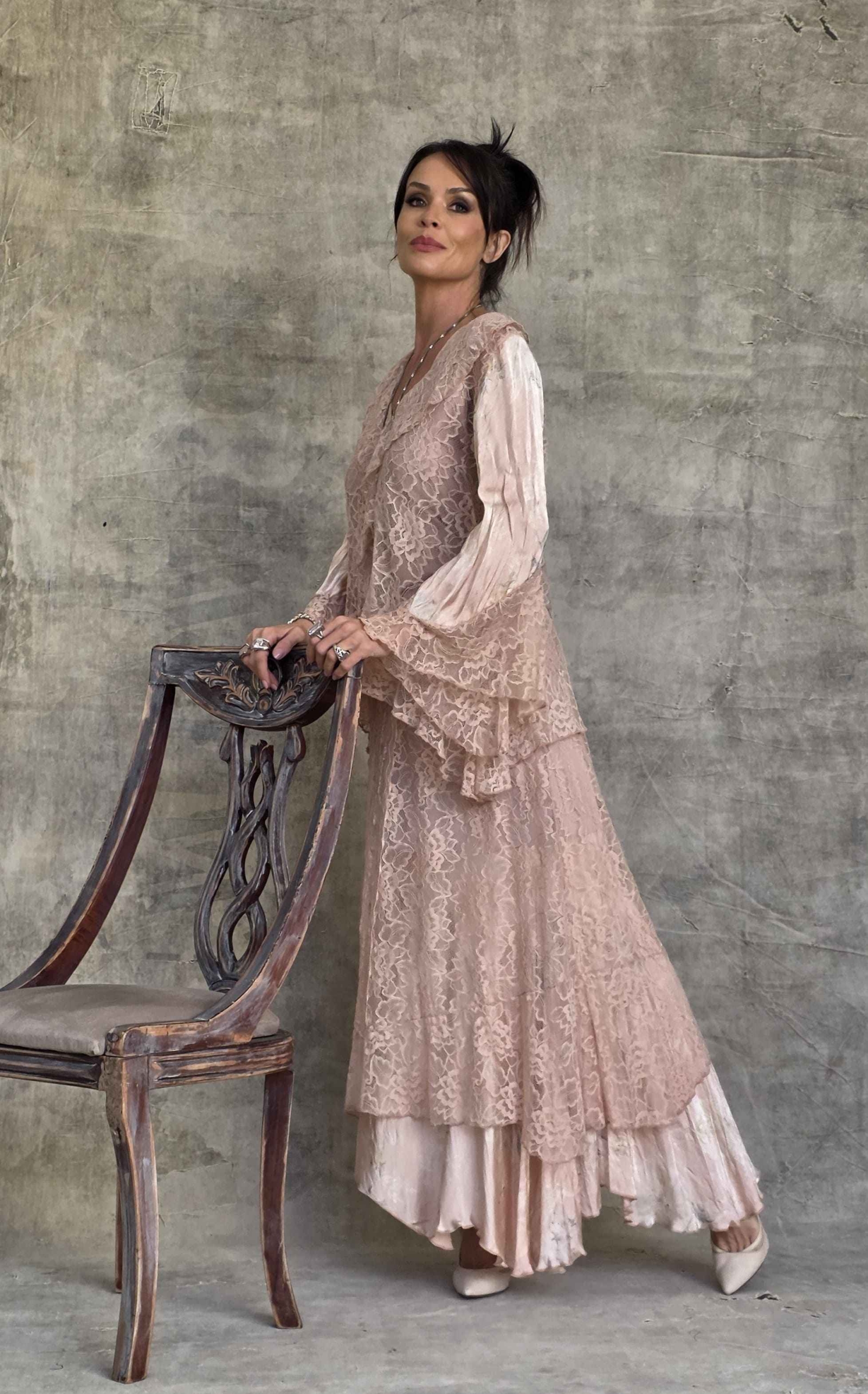 conjunto saia renda com suave estampa floral - Imagem 7