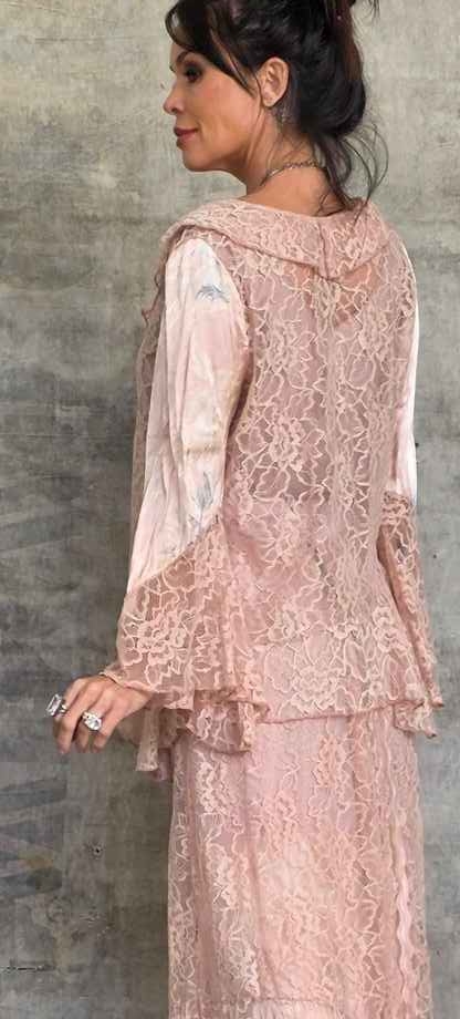 conjunto saia renda com suave estampa floral - Imagem 2