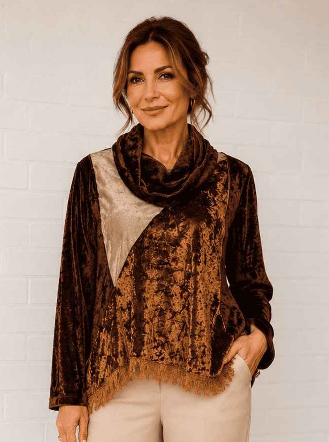 blusa patchwork gola boba veludo - Imagem 3