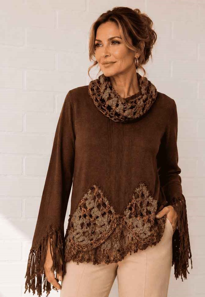blusa malharia & tricot artesanal gola role