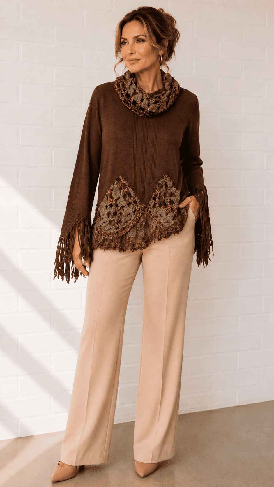 blusa malharia & tricot artesanal gola role - Imagem 4