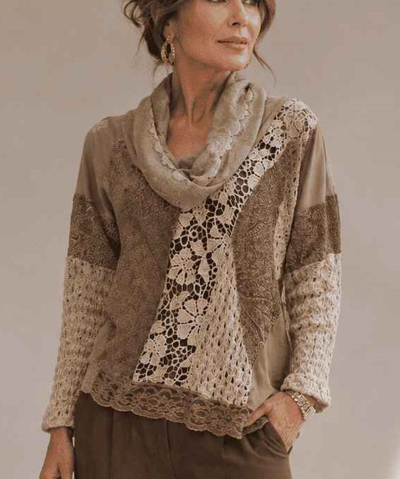 blusa patchwork gola role - Imagem 2