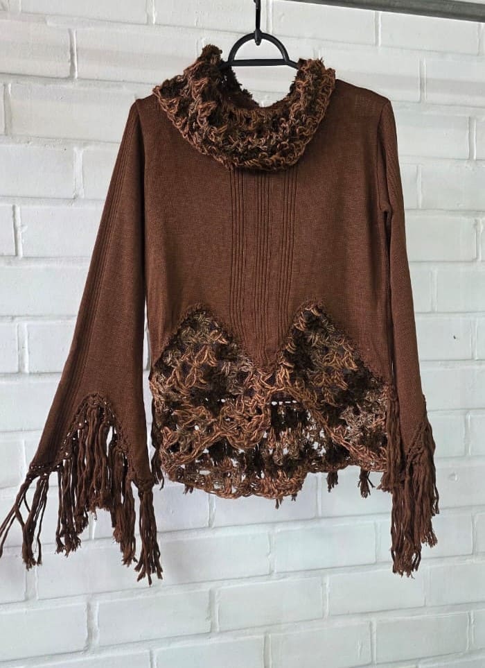 blusa boho malha tricot artesanal - Imagem 5