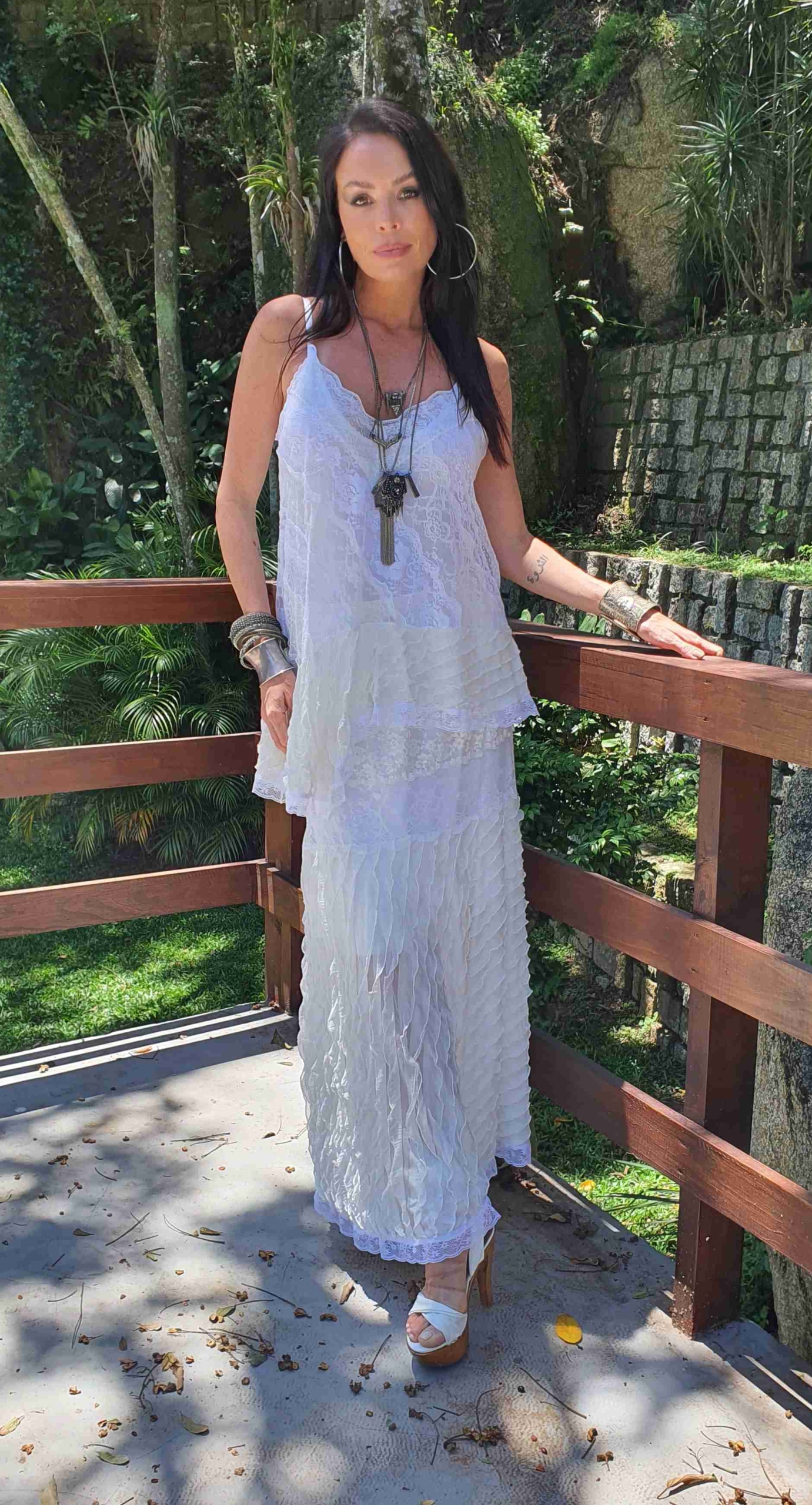 conjunto branco regata alcinha de bico - Imagem 4
