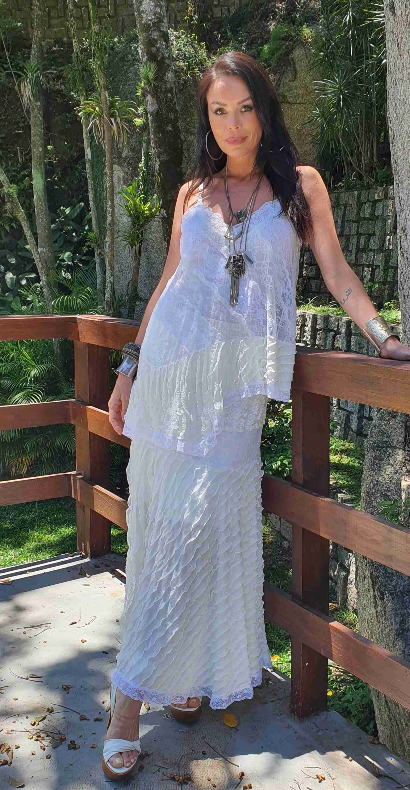 conjunto branco regata alcinha de bico - Imagem 5