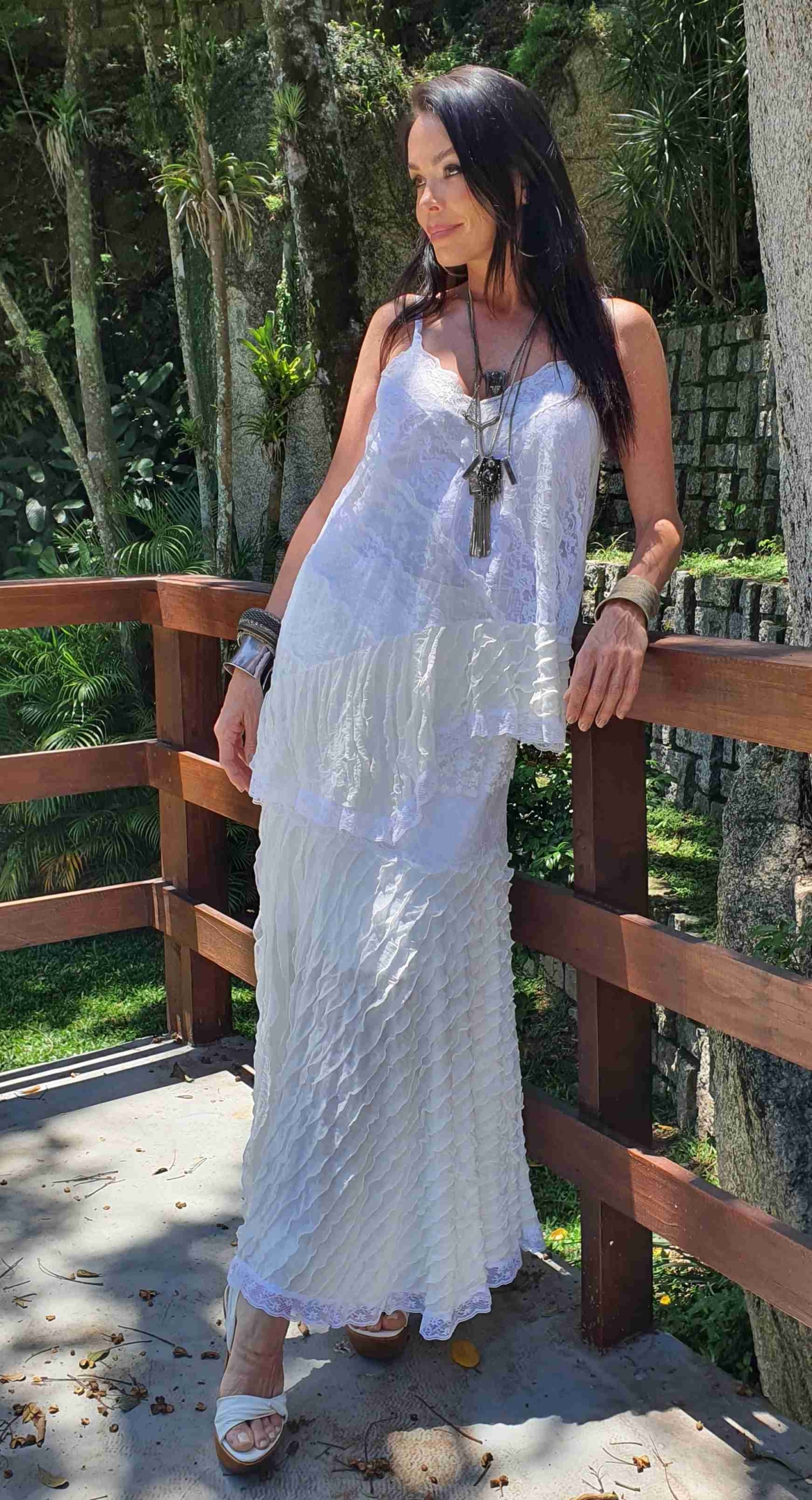conjunto branco regata alcinha de bico - Imagem 6