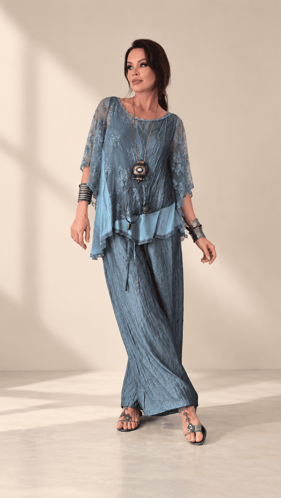 conjunto de calça turquesa