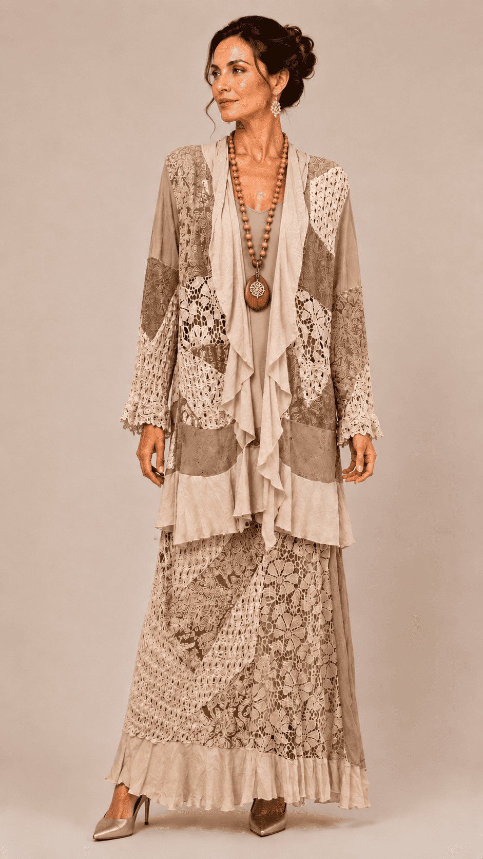 conjunto patchwork nude